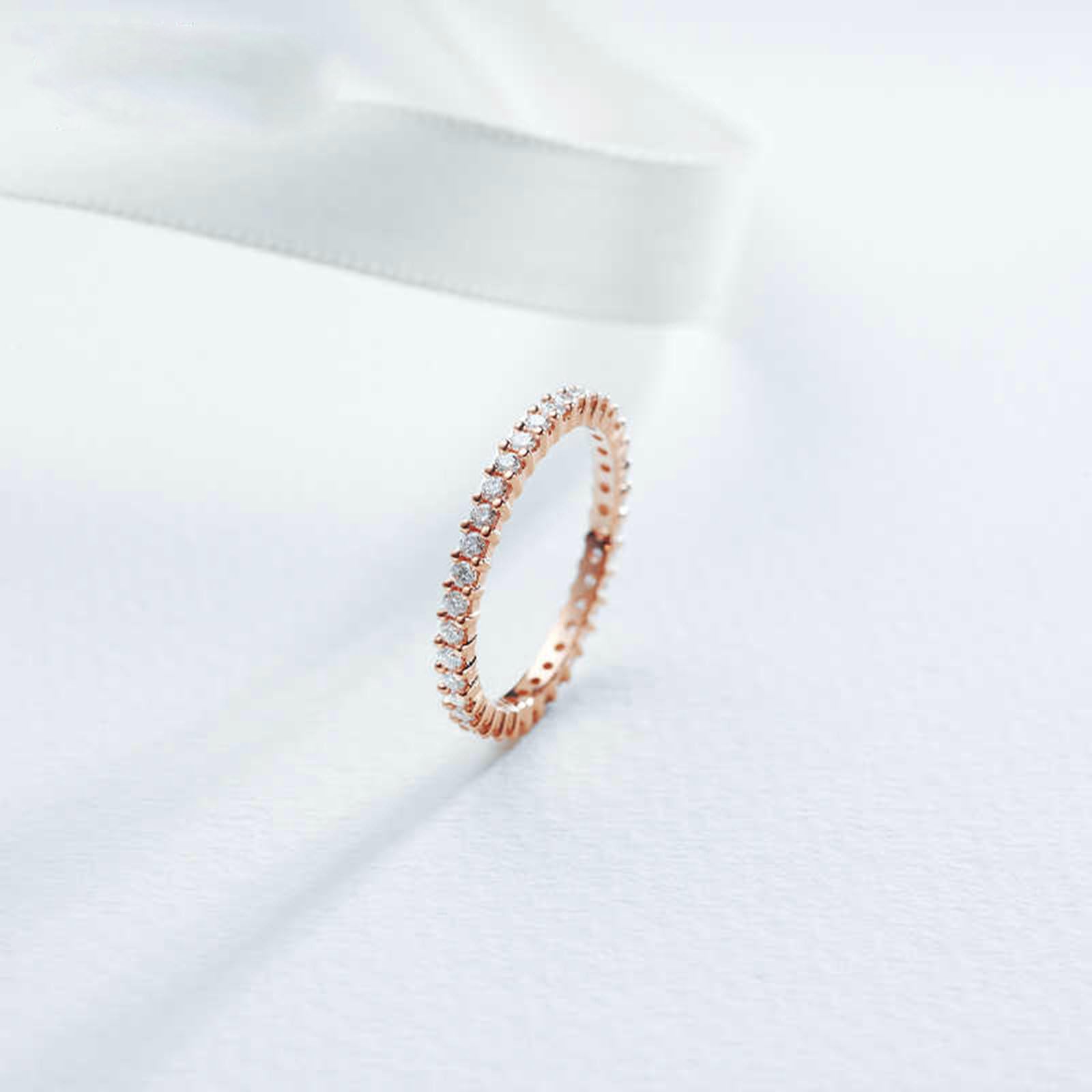 Gualiy Anillos de compromiso de oro rosa de 9 quilates, 14 quilates, 18 quilates con diamante redondo de 0,45 quilates, talla H 1/2-V 1/2