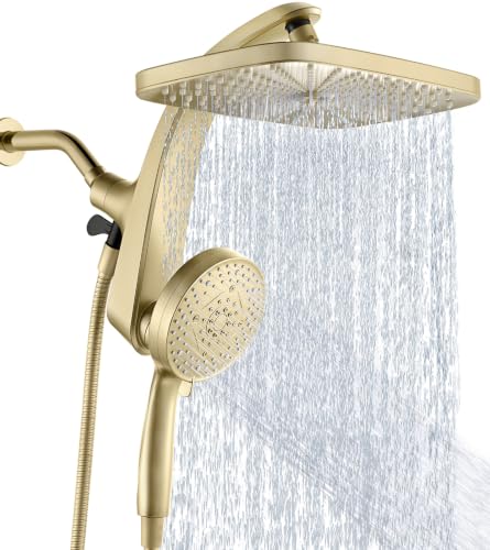 12 High Pressue Rain Shower Head with Handheld 9 Sprays Hand Showerhead