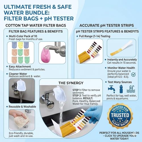 Image of Cotton Tap Water Filter Cloth 10 Pcs | Reusable Double Layer Tap Water Filter Cover for Drinking | Kitchen Sink Nal Thali (Pack of 10 with Ph strip(Saver Pack))