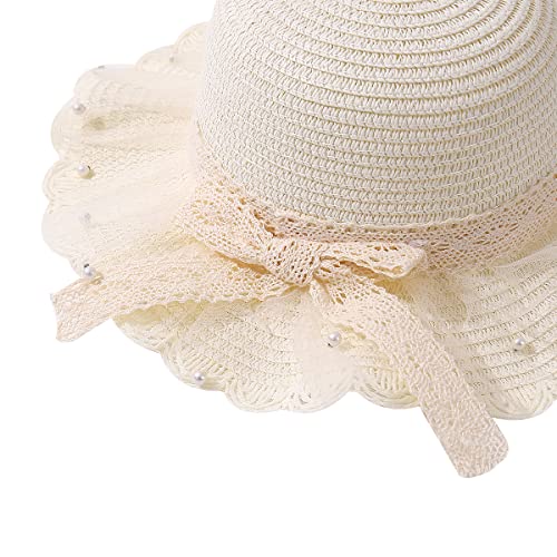 Little Girl Straw Hat UPF 50 Kids Summer Beach Packable Beach Hats Toddler Girl Cute Floppy Bowknot Bucket Hats2