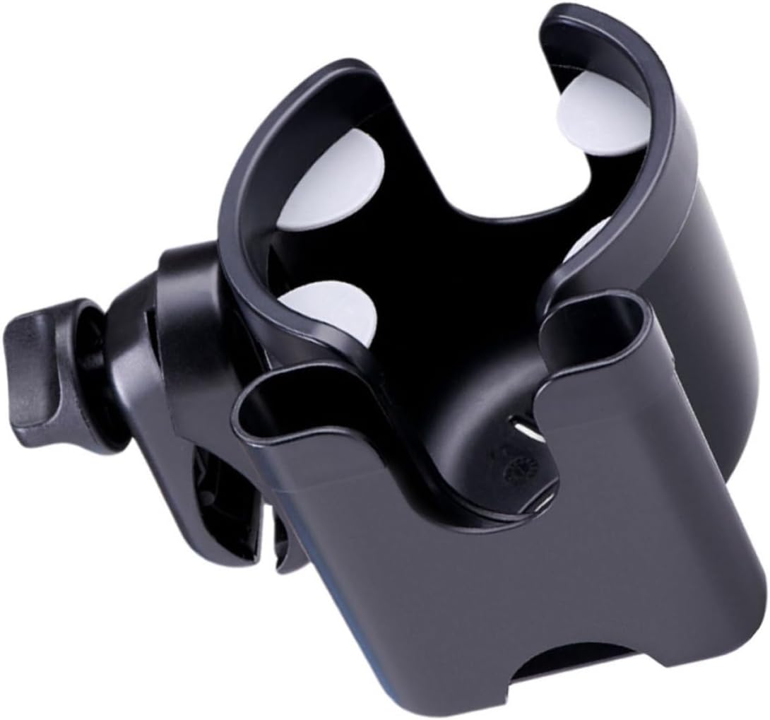 YARNOW Stroller Bottle Holder with Phone Stand Portable Carry Trolley Cup Rack Abs Material Black for Babies