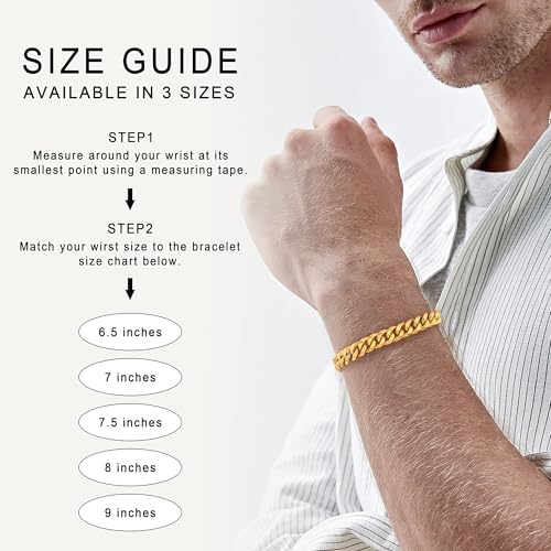 Stainless Steel Cuban Chain Bracelets for Men & Women - 6.5/7/7.5/8/9 Inch Gold Plated & Silver Stainless Steel Fashion Jewelry Bracelet3