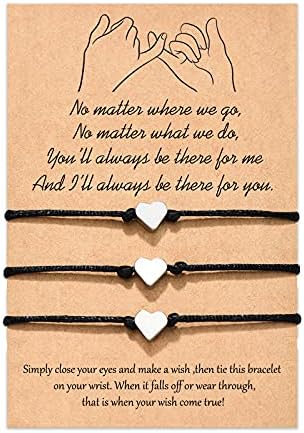 Tarsus Best Friend Bracelets, Promise Bracelets Long Distance Matching Love Heart for Women Sister Mom and Daughter Bestfriend