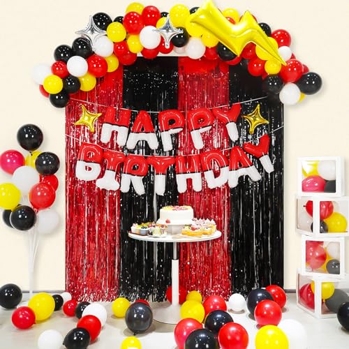Panoplie décoration anniversaire monstre de bande dessinée avec arrière-plan premium noir