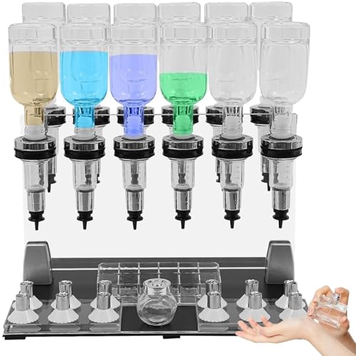 DPQYJPP Distributeur Parfum Manuel 12/6/8, Machine Remplissage Liquide Bureau, kit d'outils Transfert Machine Remplissage Liquide, avec têtespompe et coupelles Test, pour Bar et Boutique 12pumphead