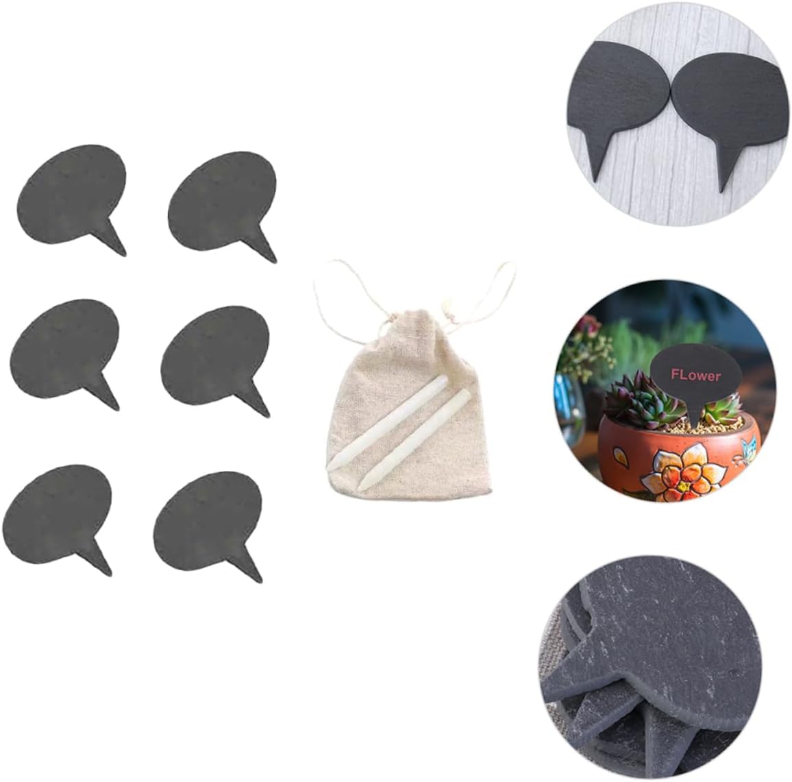 Natural Stone Cheese Toppers with Pencils Black Cake Inserts