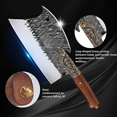 Dream Reach Viking Knives, Butcher Knife Black Forged Boning Knives & Double Blades Meat Cleaver Butcher Knife #TOP5