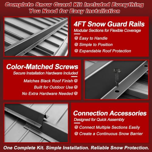 LAJIAOZ 64FT Metal Roof Snow Guards, Heavy Duty Snow Rail Kits Black(16P) by LAJIAOZ - Used condition - Image 7