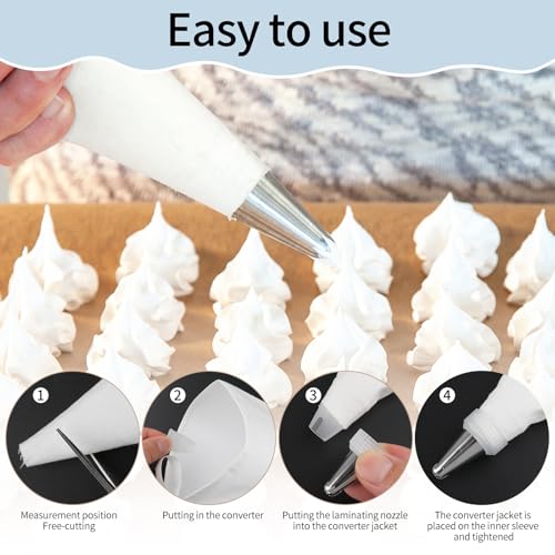4 Pack 24 Inch Extra Large Reusable Piping Bags,Cotton Cloth Pastry Bags with Plastic Coating, Professional Tipless Icing Bags for Cake Decorating Cupcakes Cookies Desserts and Baking Supplies - Thumbnail 4