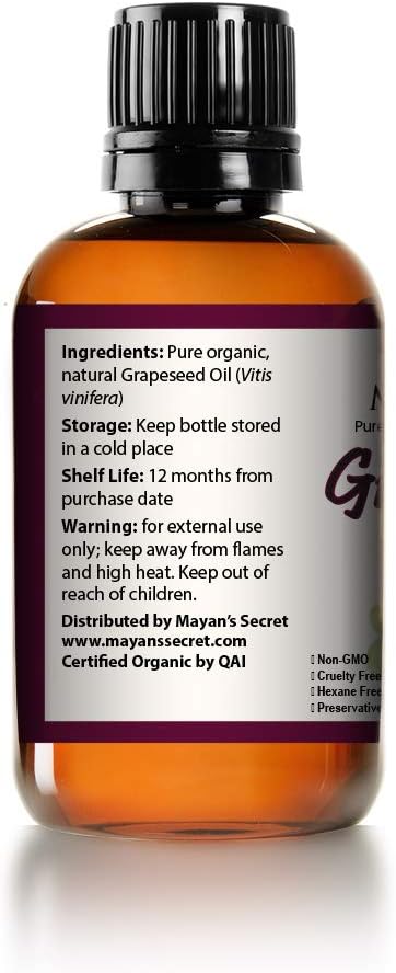 USDA Certified Organic GRAPESEED Oil Anti-Aging MOISTURIZER - Facial Cleanser | Unrefined, Cold Pressed | Essential to Reduce Skin Wrinkles and Stretch Marks | Dandruff Remover - Image 2