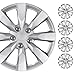 BDK Toyota Corolla Style Hubcaps 16" Wheel Covers - 2014 Model Replica Cover, Silver, 4 Pieces