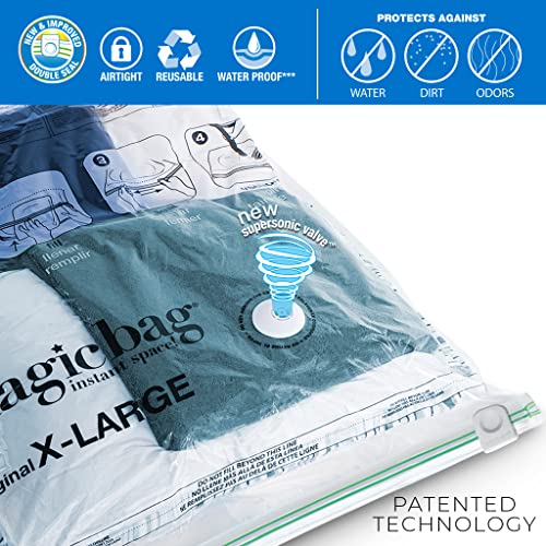 Magicbag 12-Pack Medium Flat Vacuum Compression Bags Instant Space Saver Storage - Airtight Double Zipper - Clothing, Pillows - Home Organization #TOP3