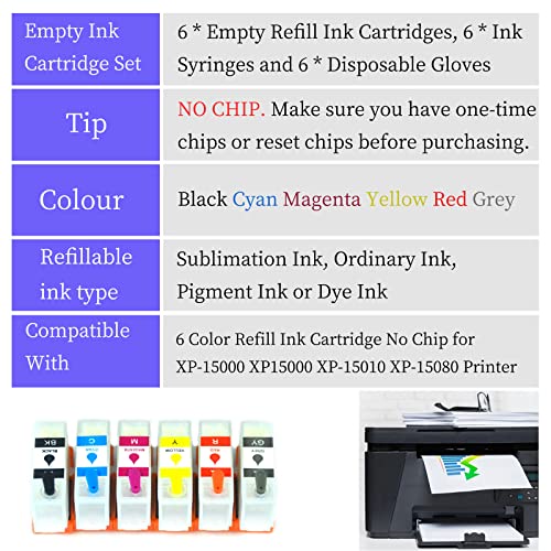Gooyule 312Xl Sublimation Ink Cartridges No Chip Refillable Ink Cartridge For Xp-15000 Xp-15010 Xp-15080 Remanufactured Ink Cartridges Without Chip & Ink For Xp15000 Printer #TOP2