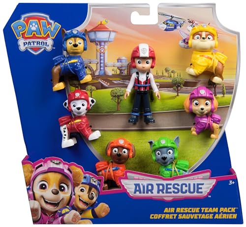 Paw Patrol - Pat Patrouille - Coffret Cadeau 7 Figurines Air Rescue - Figurine À Collectionner - Mission Voltige - Pat Patrouille Jouet - Cadeau Enfant 3 Ans Et + - Jouet Enfant 3 Ans Et +