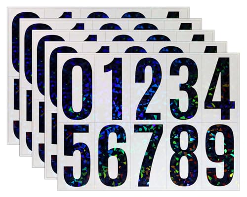 ONLYKXY 5sheet Glitter Black Vinyl Self Adhesive Mailbox Number Sticker 0-9 Waterproof Space Decal Organizing Labble Tag for Address Window Door Car Sign Marking Scrapbook (4inch)