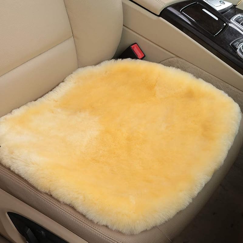 OGLAND Capa para Banco Automotivo Dianteiro em Pele de Carneiro Merino Dourado 1 unidade