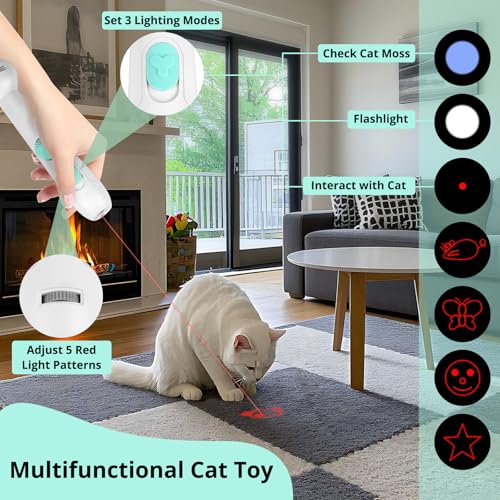Image of TBTeek Cat Toy, 2in1 Light and 22 inch Retractable Pole with Feather, Rechargeable, 5 Modes, Interactive Wand Toy for Indoor Cat Kitten Dog 3 Refills | with Light and 22 inch Retractable Pole with Feather,Rechargeable,5 Modes, 2in1 Interactive Wand Toy 3 Refills