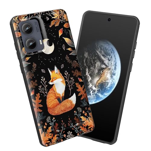 smauncucn for Moto Edge 2024 Case,Soft TPU Slim Fashion Anti-Fingerprint Non-Slip Protective Phone Case Cover for Motorola Moto Edge 5G 2024 6.6",Cute Fox Moon with Plants