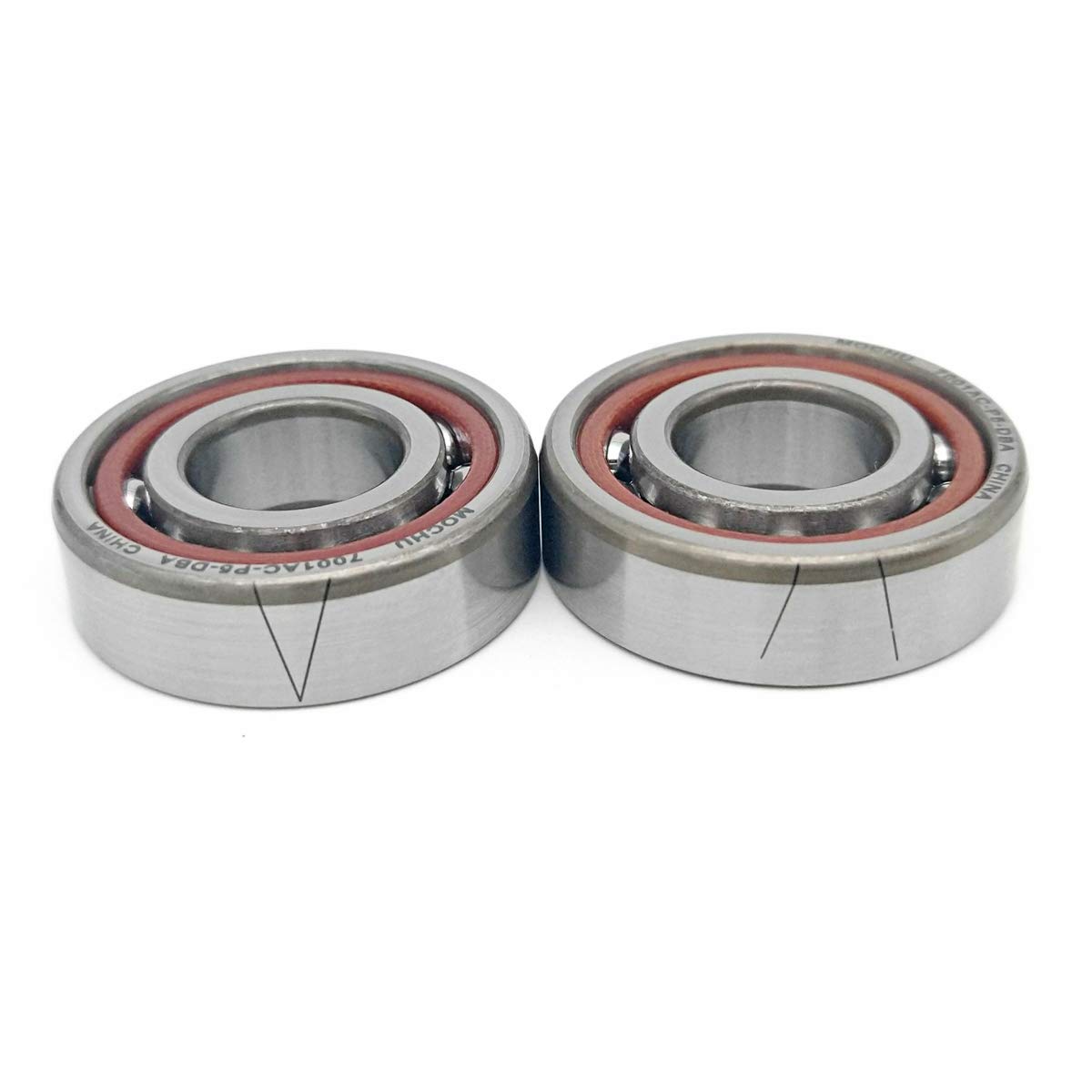 MOCHU 1Pair 7001 7001AC P5 DB A 12X28X8 Angular Contact Ball Bearing, ABEC-5, 25° Contact Angle, Metric, 12mm ID, 28mm OD, 8mm Width, DB Configuration, Single Row, Open