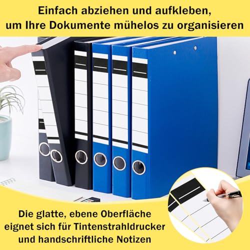 200 Stück Ordnerrücken Selbstklebend 2 Größen Ordner Rückenschilder Selbstklebend 19×5,4cm Und 19×3,6cm Ordnerrücken Aufkleber für Büro Schule Und Archivierung