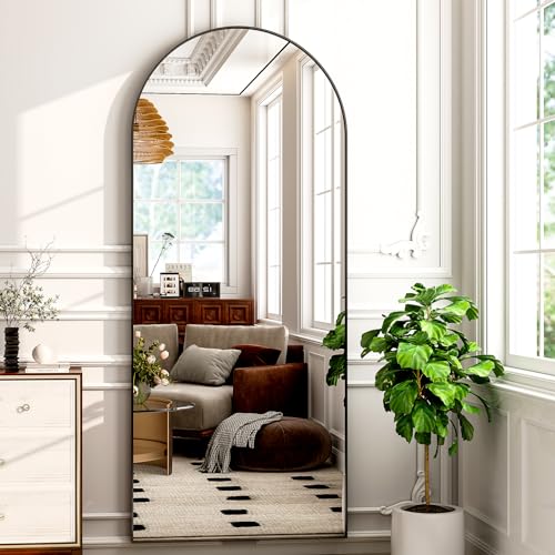71"x30" Extra Large Arched Full Length Mirror - Leaning Mirror Arch Wall-Mounted Mirrors - Aluminum Alloy Frame Modern Simple Home Decor - for Living Room Bedroom Cloakroom, Black