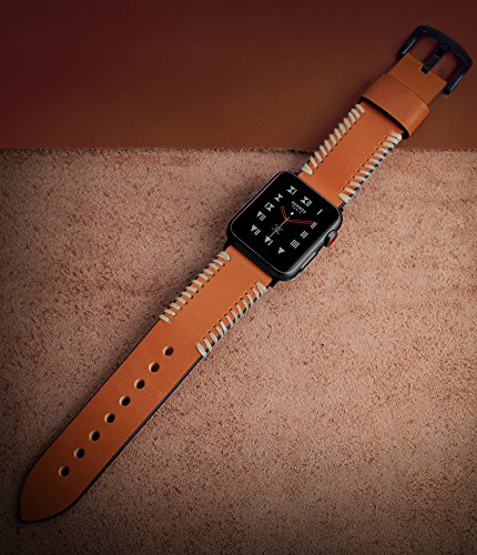 Pulseira De Couro Feita Á Mão Para Apple Watch 42mm Marrom