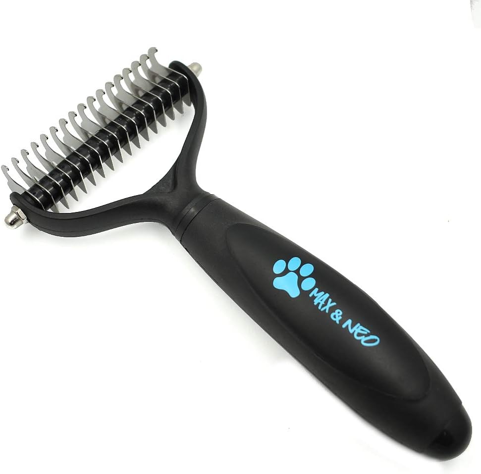 Max and Neo 2 Sided Undercoat Rake Dog Dematting Comb - We Donate One for One to Dog Rescues for Every Product Sold