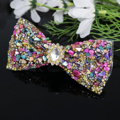 Image of Mens Rhinestone Bow Tie Pre-Tied Bow Ties for Men Adjustable Sparkle Sequin Bowtie Party Wedding