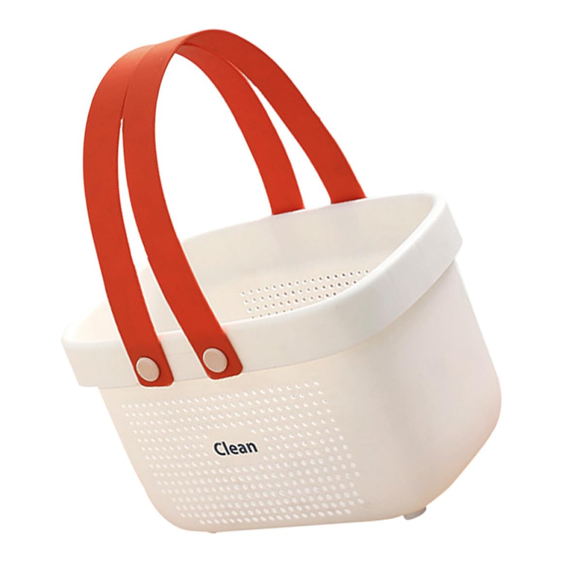 SOLUSTRE Hollow-Out Handheld Bath Basket with Handle Small Orange and White Portable Shower Caddy for Bathroom Storage and
