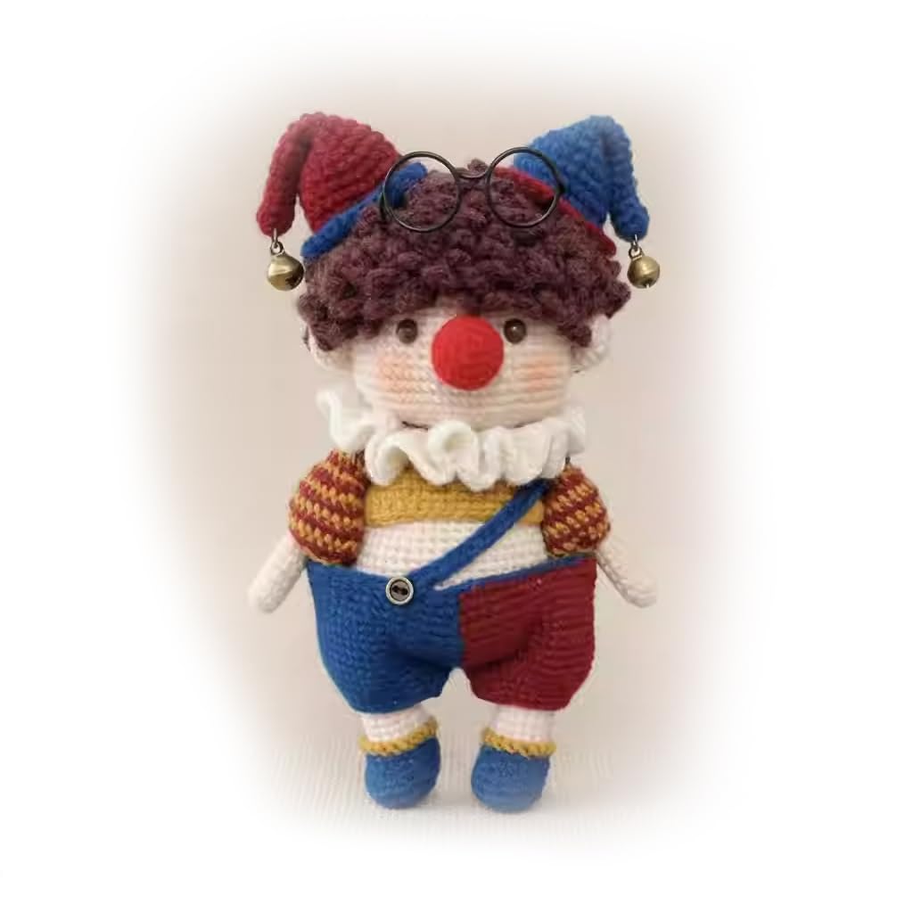 Genérico Adorably Ugly Clown Crochet Kit - DIY Amigurumi Craft Set with Yarn, Hook, Pattern & Video Tutorial - Perfect Beginner-Friendly Gift for Kids & Adults (3 Sets of Tools with Tutorial)