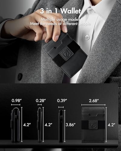 Image of iwantit 3 in 1 Magsafe Wallet Men: Bifold Wallet + Magnetic Wallet for iPhone - Detachable Cash Strap, Smart Pop Up Card Holder, ID Window, Premium Leather (Classic Grey)
