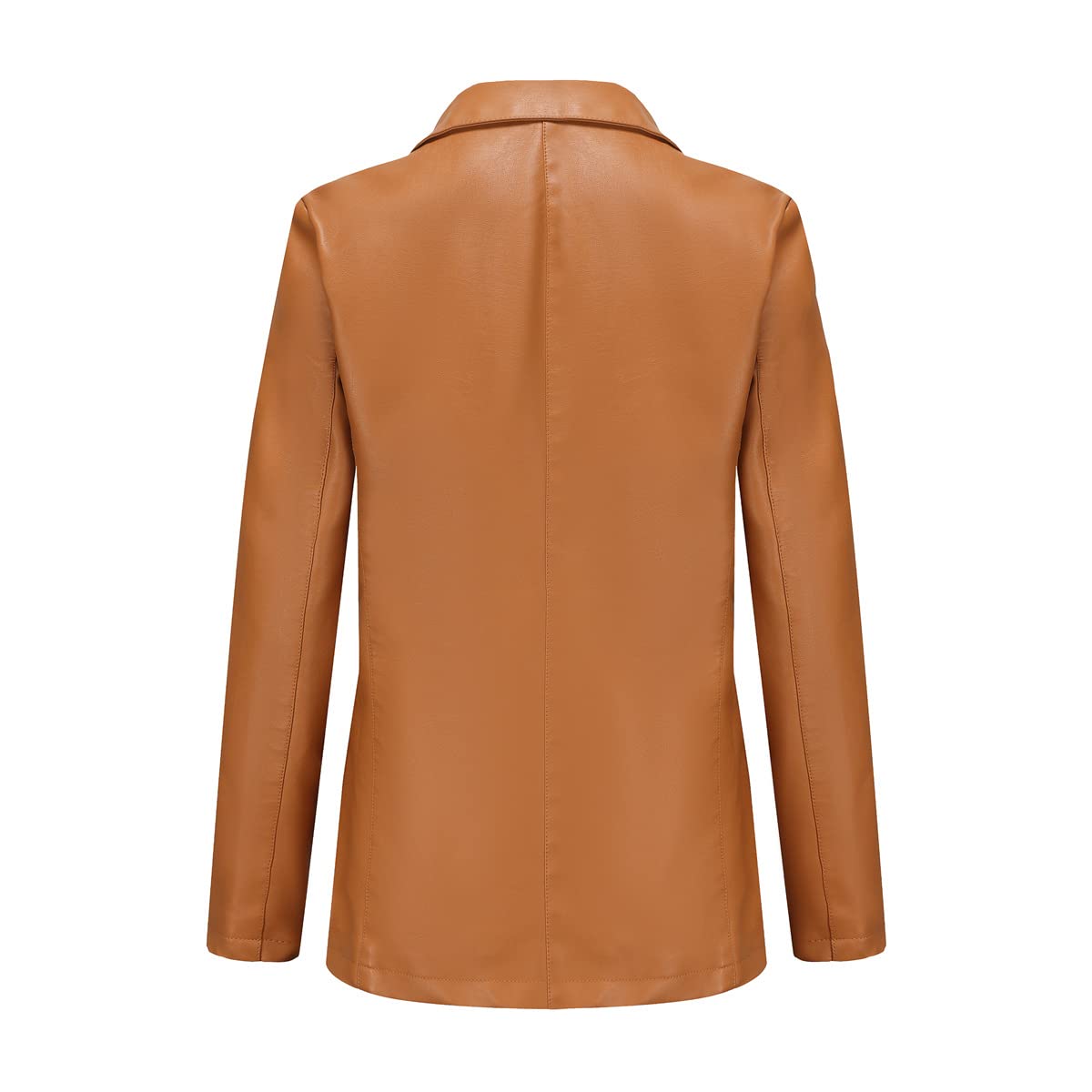 Cappotto da donna a maniche lunghe, abbottonatura monopetto e vestibilità casual, giacca in vera pelle tinta unita per l'uso quotidiano