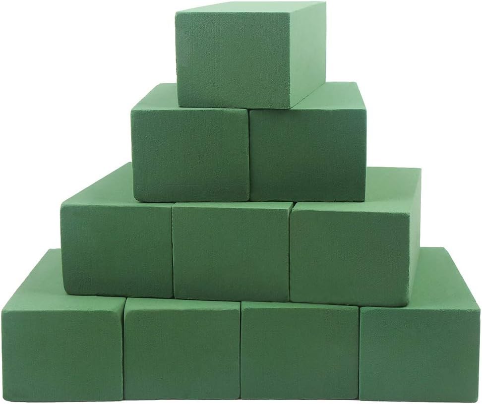 Image of TIED RIBBONS Set of 10 Floral Flower Foam Brick for Flower Basket, Wedding Bouquet Artificial Flower Arrangement Decorations (10 cm x 8 cm x 22 cm)