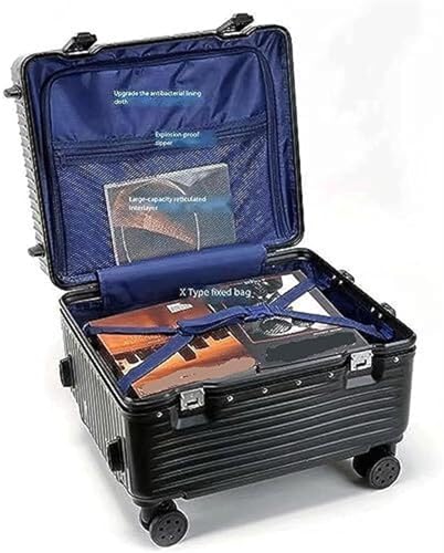 Durable Suitcase for Women Carry On Luggage 20inch Wide Handle Suitcase,Hardshell With Aluminum Frame Spinner Retro Suit Case (Color : White, Size : 20inch)3