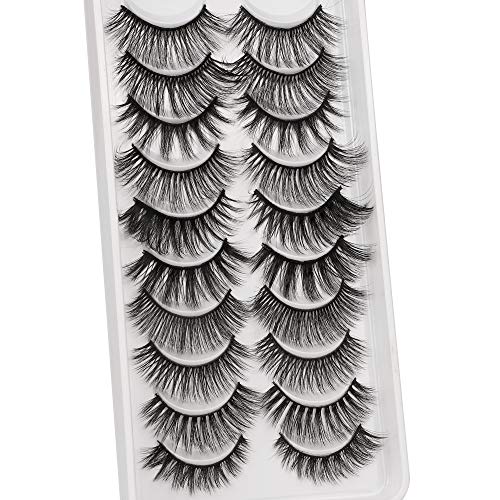Ruairie False Eyelashes Natural False Lashes Pack 10 Styles 3D Fake Eyelashes Fluffy Wispy Lashes
