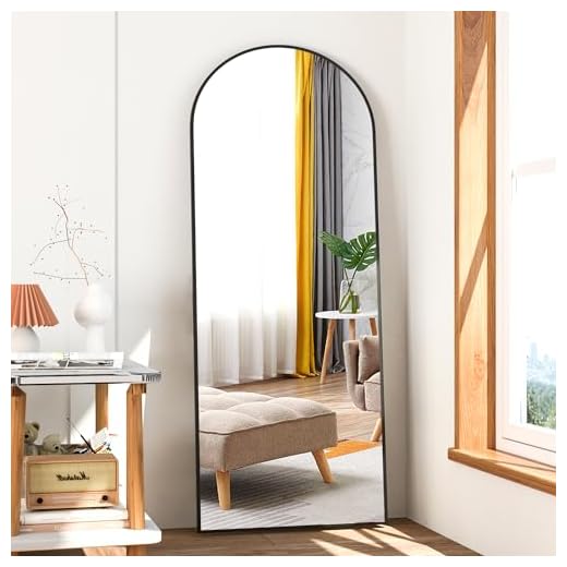 NEUWEABY Full Length Mirror, 56"x16" Arch Mirror Floor Mirror with Stand, Black Arched Full Body Standing or Leaning Mirror for Bedroom, Living Room