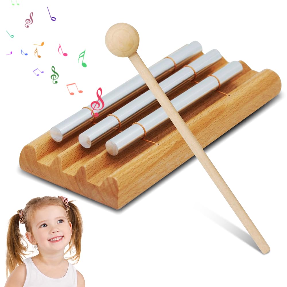Energy Chime, 3 Ton Klangstab, Chime Klangstab mit HolzschläGel, Holz Hand Glockenspiel für Yoga Meditation FrüHerziehung Musical Lehrer Klassenzimmer Management Tool