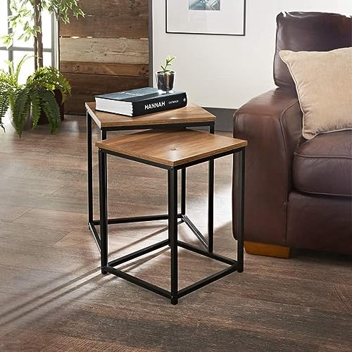 Homme Concept – Set of 2 Nest of Tables for Living Room, Square Sofa Side End Table, Coffee Table, Small Bedside Table, Nesting Table for Hallway, Bedroom, Home Office, Space Saving. (Oak-Square) 1 Homme Concept – Set of 2 Nest of Tables for Living Room, Square Sofa Side End Table, Coffee Table, Small Bedside Table, Nesting Table for Hallway, Bedroom, Home Office, Space Saving. (Oak-Square)