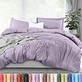 Utopia Bedding Duvet Cover Queen Size - 3 Piece with Zipper Closure - 1 Comforter Cover 90X90 Inches & 2 Pillow Shams 20X26 Inches (Lavender) Comforter Not Included