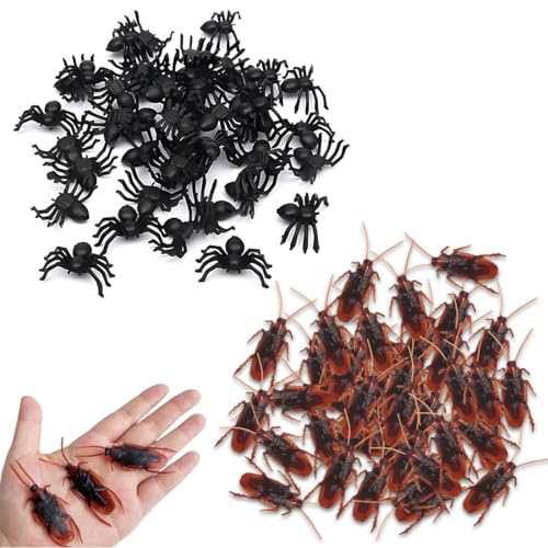 OIUAVYR 60 Piezas Cucaracha Juguete Simulación Arañas de Halloween Arañas de plástico, Juguete de Cucaracha Falsa Interesante, Juguete de Cucaracha de Broma, para el Día de los Inocentes