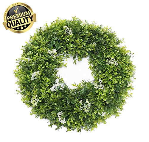 Arca Boxwood Wreath for Front Door - 20 Inch Year Round Full Green