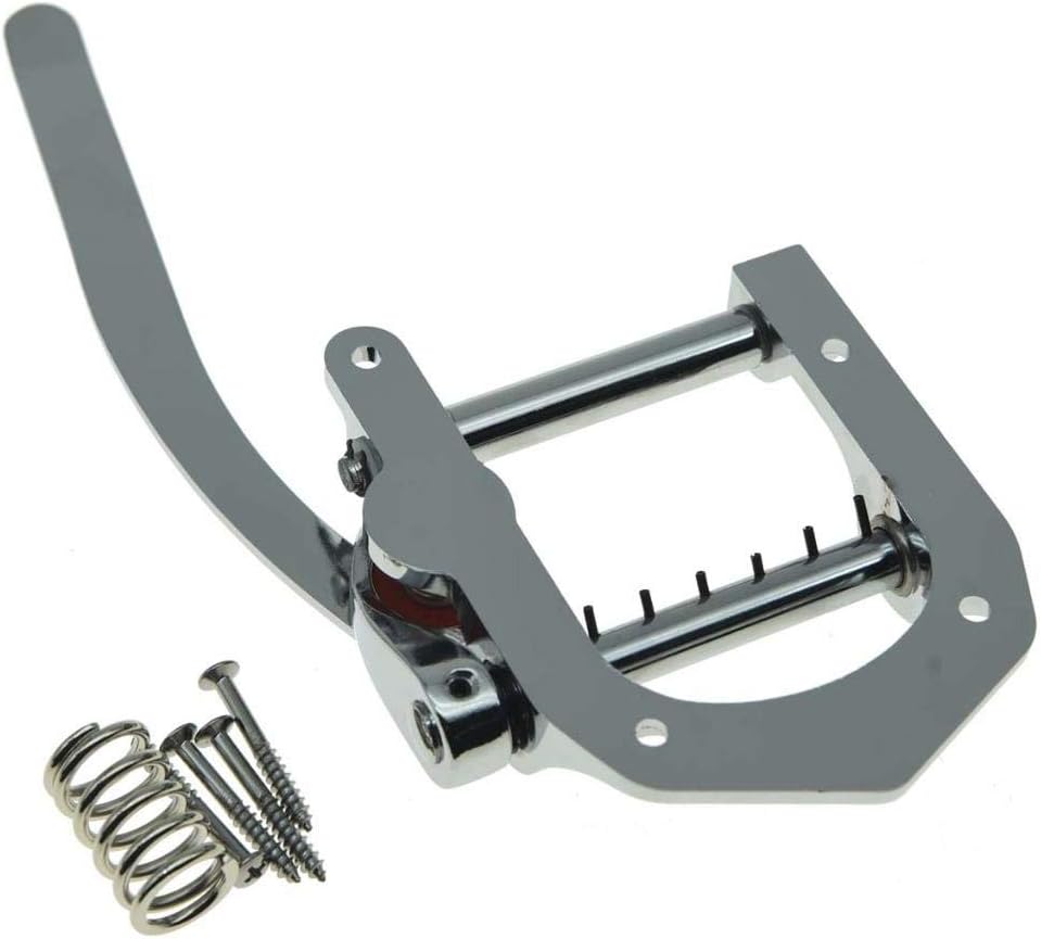 KAISH Guitar Vibrato Tailpiece Tremolo Bridge Flat Top Body Tremolo Vibrato Bridge for Electric Guitars Chrome