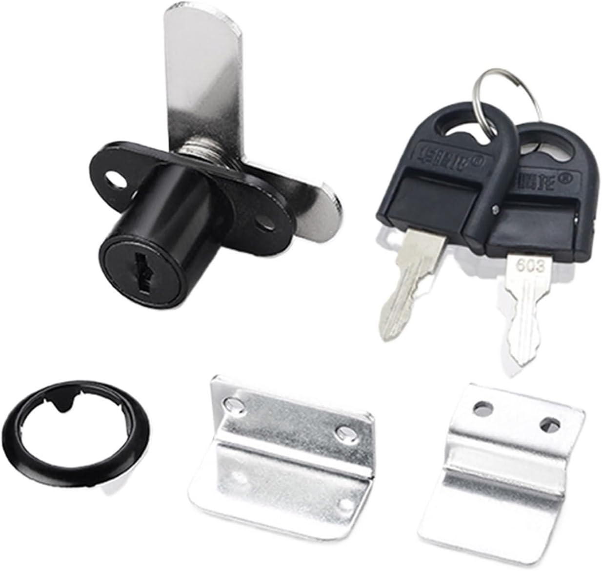 Plunger Lock Cabinet Home Improvement Accessories Push Computer Desk Cylinder Keyed Same Renovation(Silver)