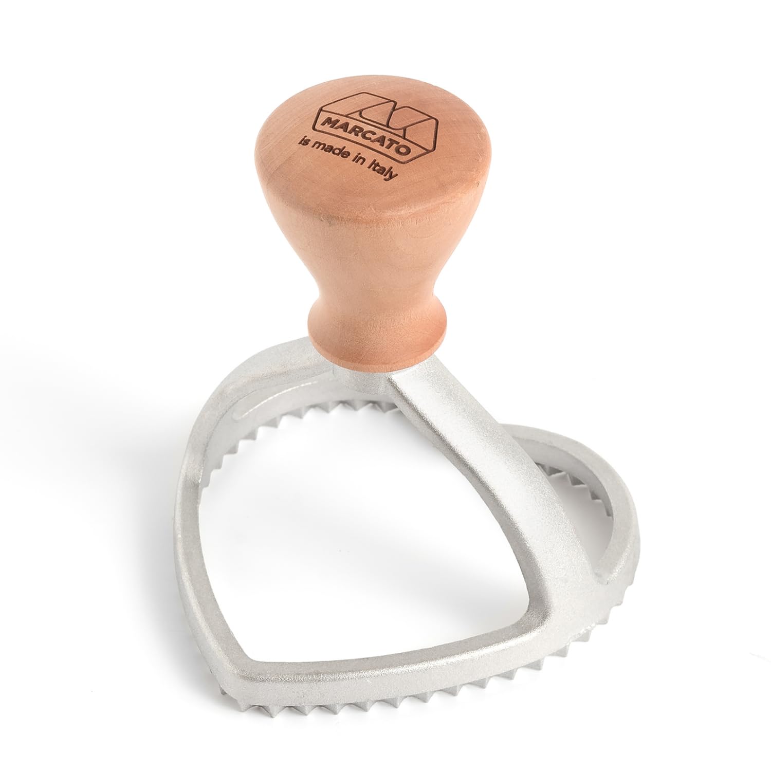 Marcato Ravioli and Cookie Cutter, Ravioli Maker, Cookie Cutters, Solid Wood and Cast Aluminum, Made in Italy, Heart-Shaped Mold, 80 mm