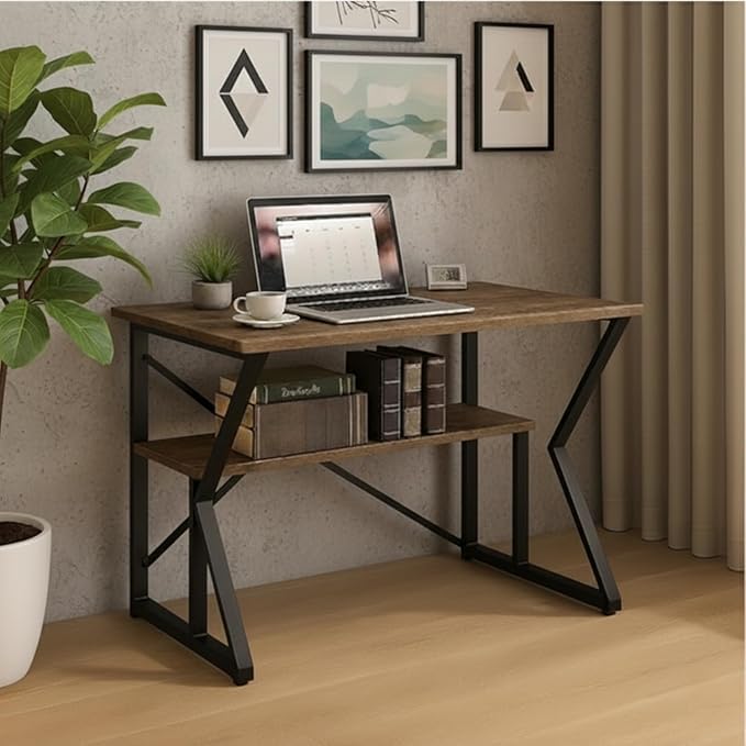 Image of Amazon Brand - Solimo DIY Study Table | Foldable Laptop Desk for Home & Office | Multipurpose K-Leg Table for Students, Work from Home, Study & Writing | Brown & Black - DIY.