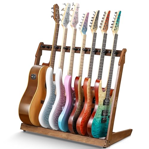 Augioth Guitar Stand for Multiple Guitars,Multi Wood Guitar Rack for 5 Acoustic Guitar, 8 Electric...