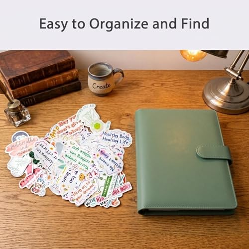 Image of Sticker Binder Organizer with Storage Sleeves,Reusable Stickers Collecting Book Album Holder, A5 Blank Sticker Container Organizer-Dark Green