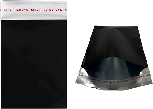 PABCK 100 Pcs Black Metallic Envelopes Cards Packaging 2.76x3.54+0.79 inch | Opaque Foil Mailers Self Adhesive Mylar Bags for Trading Card Small Crafts Makeup Jewelry Gifts Packaging for Small Business
