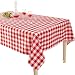 YEMYHOM 100% Polyester Spillproof Tablecloths for Rectangle Tables 60 x 104 Inch Indoor Outdoor Camping Picnic Rectangular Table Cloth (Red and White Checkered)