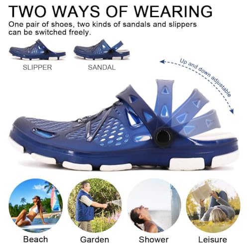 Image of beister Mens Clogs Non Slip Water Shoes with Adjustable Strap, Lightweight Slip on Mules Garden Kitchen Outdoor Beach Yard Pool Shower Summer Sandals Slippers